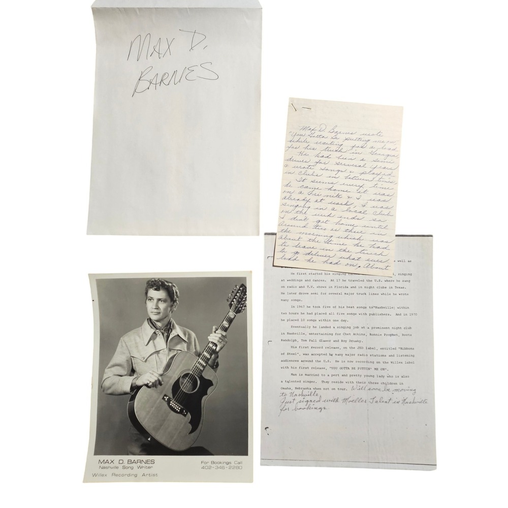 VTG 70s-90s Max D. Barnes Country Music Singer 8x10 Press Photo &‎ Press Release